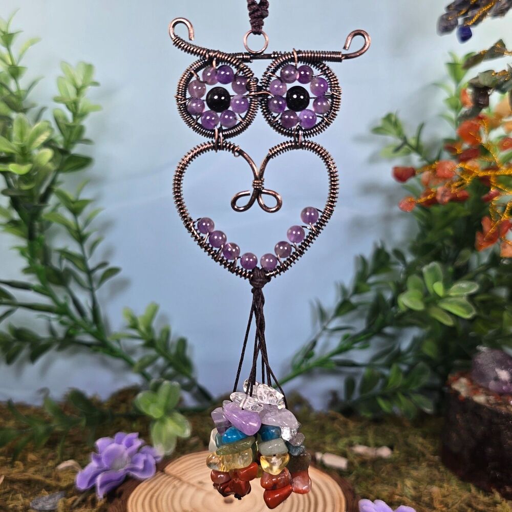 Handmade Amethyst Crystal Owl Décor #72